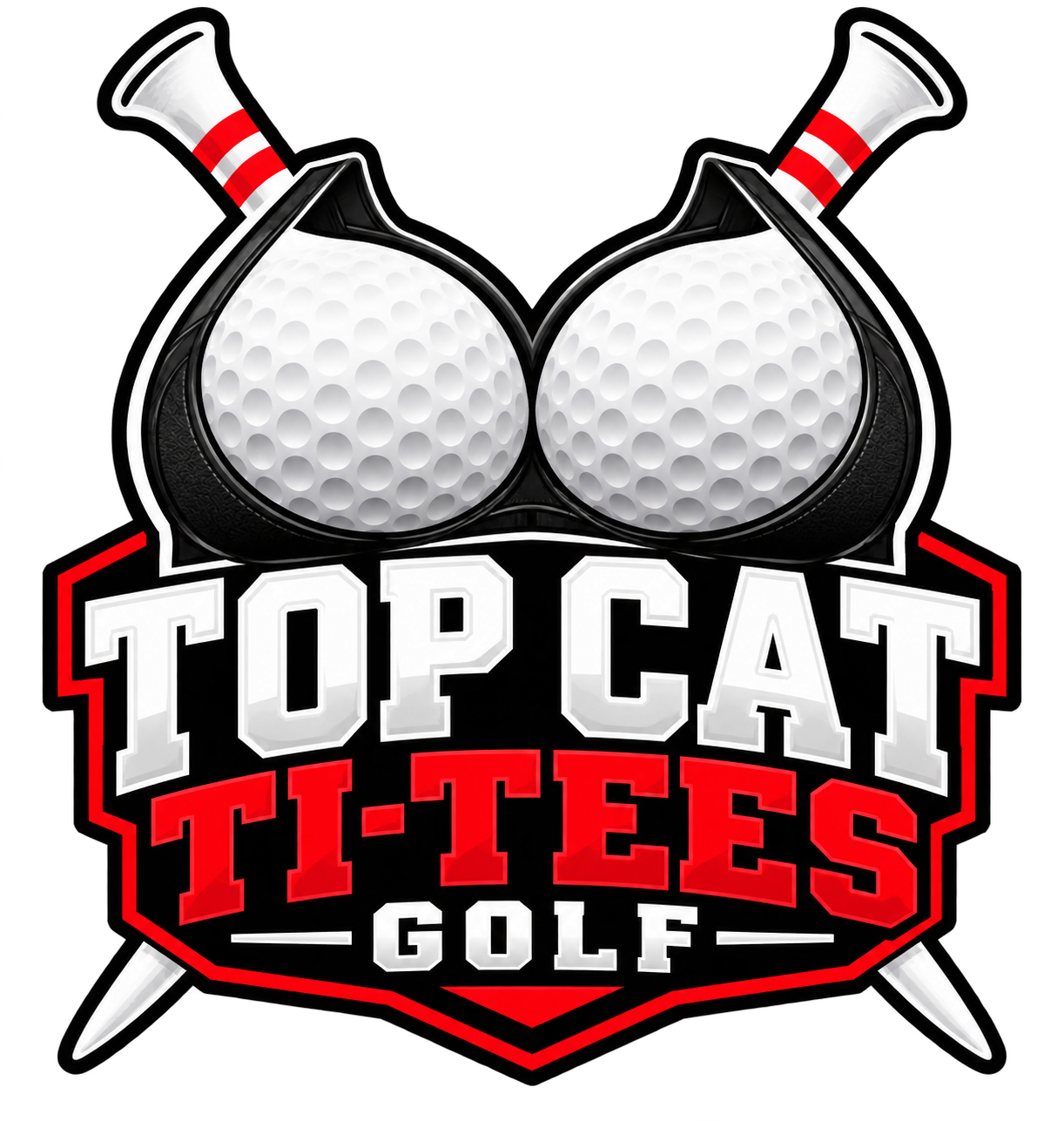 Top Cat Ti-Tees Golf breast-inspired golf emblem